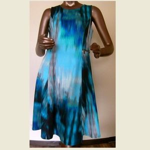 SOLD      Calvin Klein Dress Blue Multi-Color Sz 4